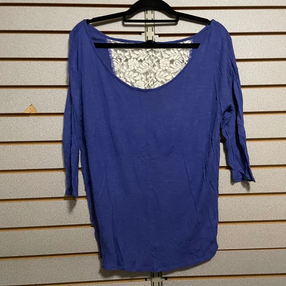 American Eagle Outfitters Blue Lace Back Long Sleeve Top M M